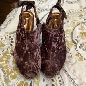 Size 7.5 Purple Velvet Booties w/ Heel